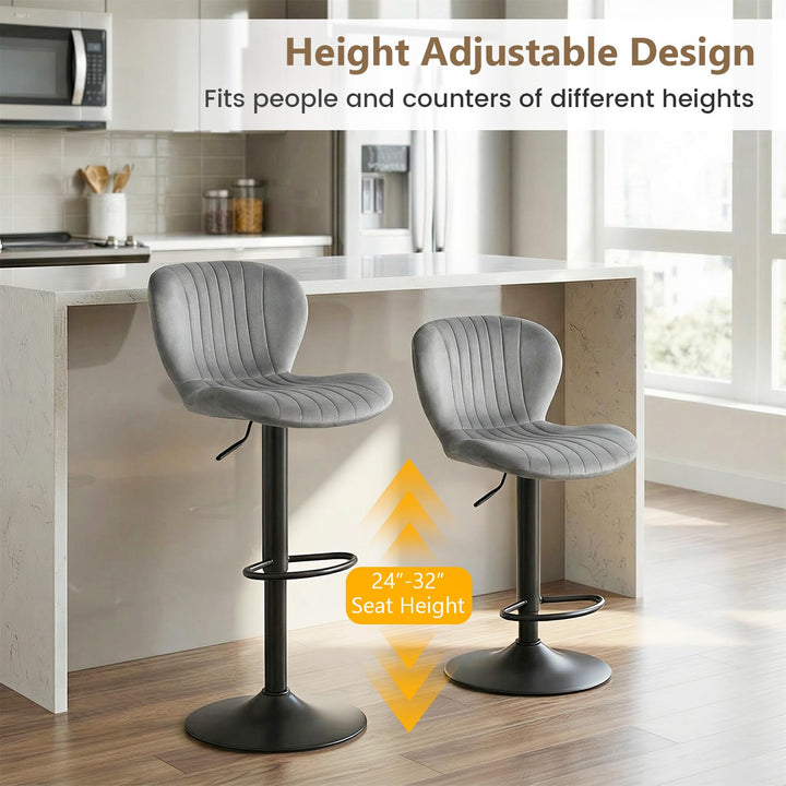 Giantex Bar Stools Set of 2/4 | Adjustable Counter Height Chairs with Velvet Upholstered Backrests