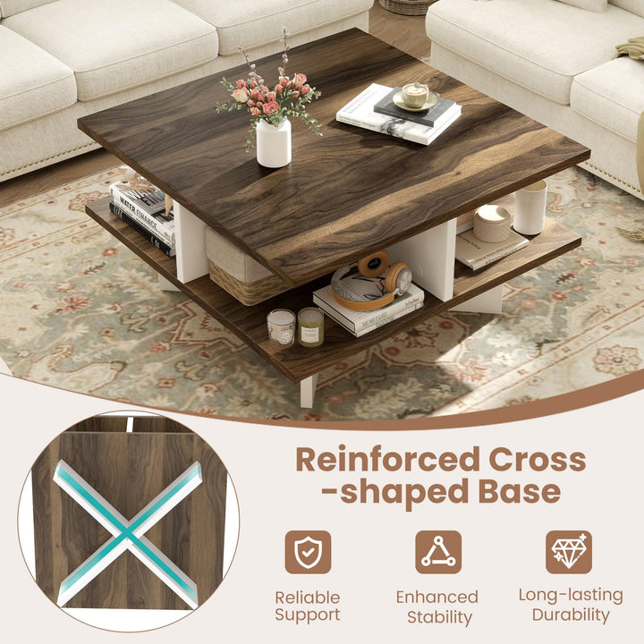Giantex Square Coffee Table with Storage for Living Room