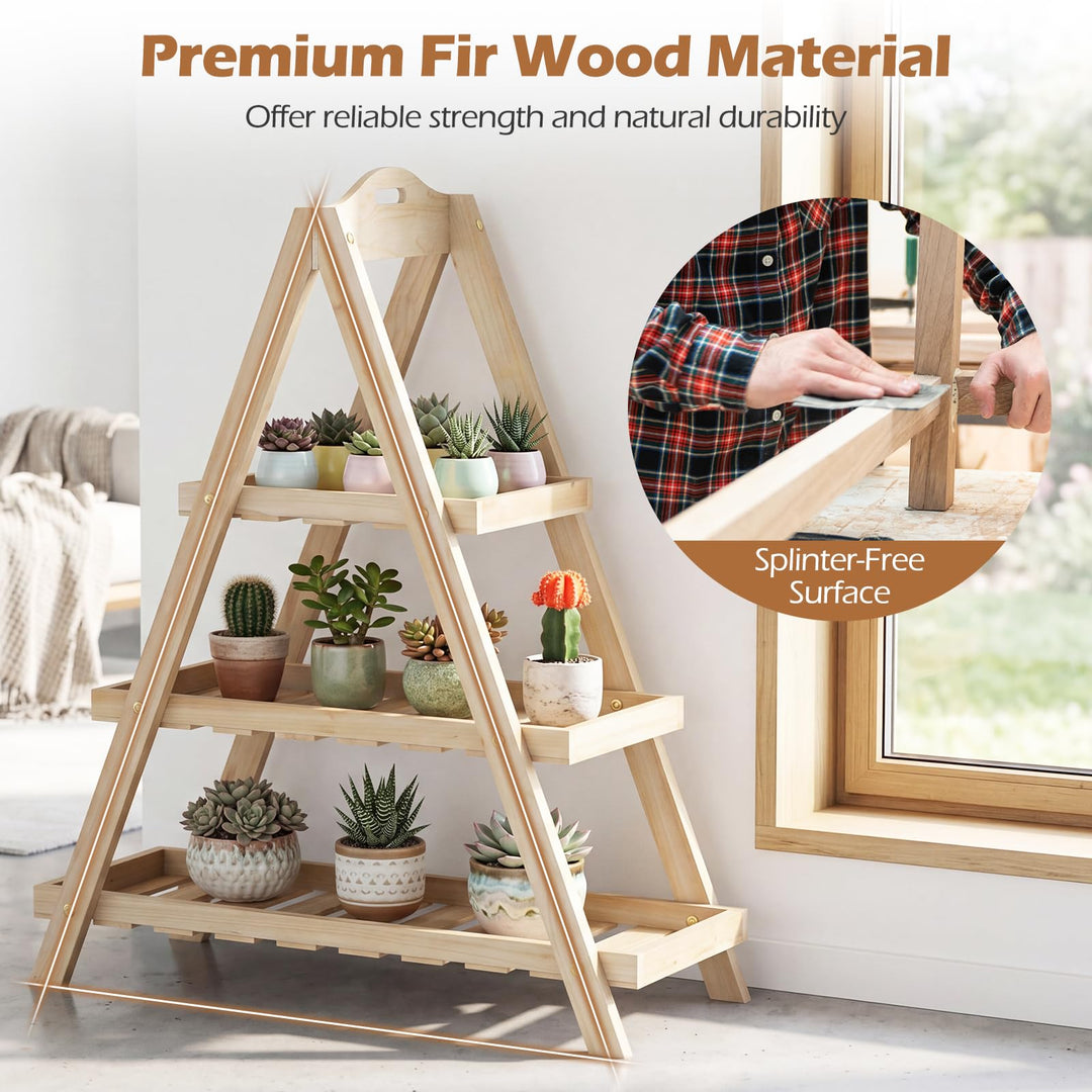 Giantex 3-Tier Plant Stand Indoor | 28.5" Wood Flower Pot Plant Display Shelf