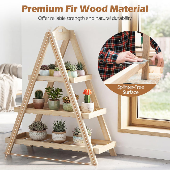 Giantex 3-Tier Plant Stand Indoor | 28.5" Wood Flower Pot Plant Display Shelf