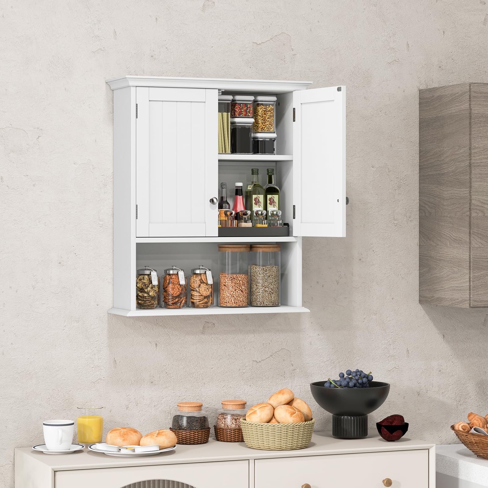 Giantex Wall Mounted Medicine Cabinets - Above Toilet Bathroom Cabinet with Adjustable Shelf
