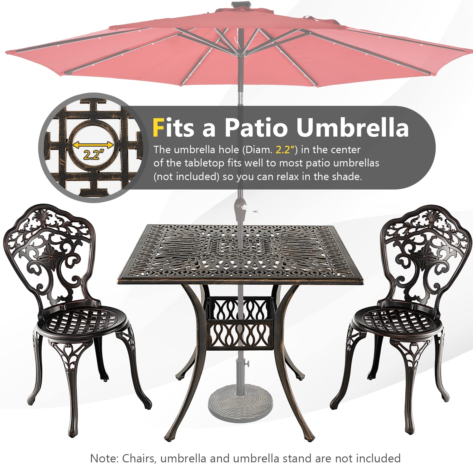 Giantex Patio Dining Table, Cast Aluminum Outdoor Table for 4 Persons