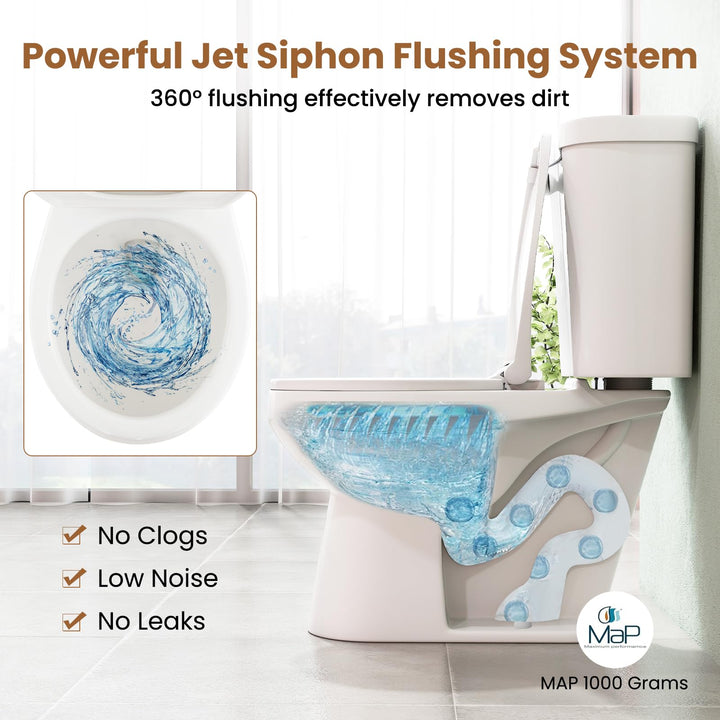 Giantex Two Piece Toilets with 17.5" ADA Comfort Height Seat 360° Siphon Powerful Flush,