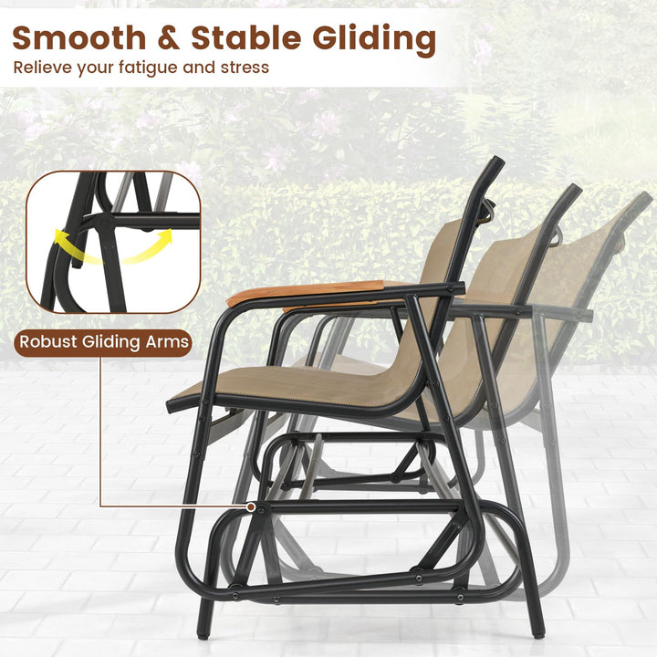 Giantex 3-Person Swing Gliding Loveseat with Curved Teak Armrests