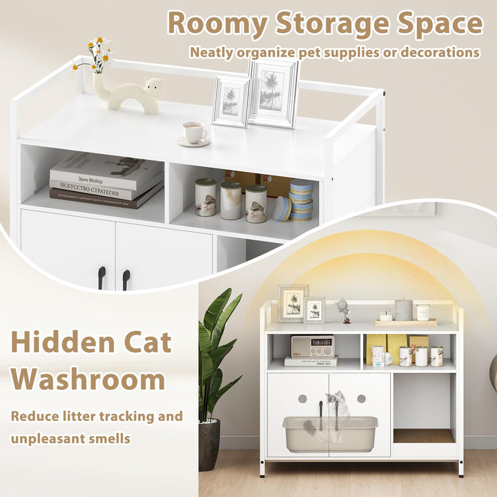 Giantex Cat Litter Box Enclosure - Cat Washroom Hidden Furniture with Front Entry