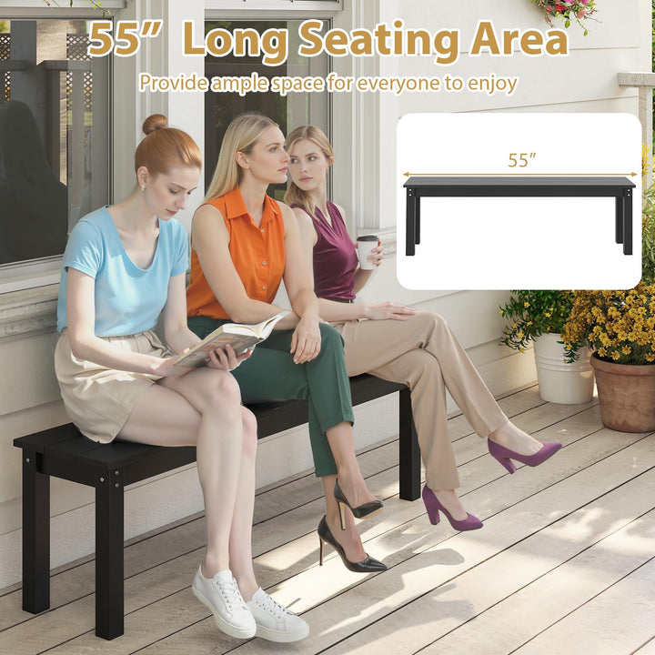 Giantex 55" HDPE Outdoor Bench 2-3 People Weatherproof Backless Patio Garden Bench