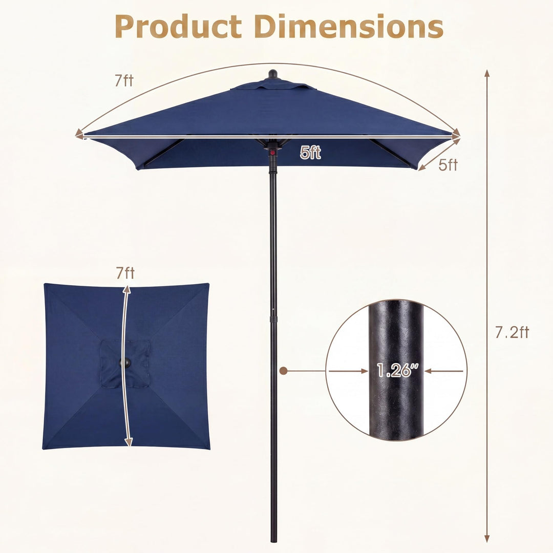 Giantex Square Patio Umbrella with Push Bottom Tilt &amp; 4 Sturdy Ribs