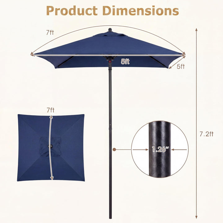 Giantex Square Patio Umbrella with Push Bottom Tilt &amp; 4 Sturdy Ribs