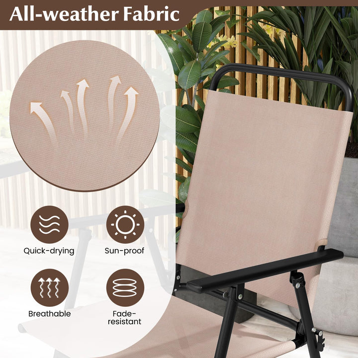 Giantex 3 PCS Outdoor Bistro Set, Patio Bar Table with 2 Folding Chairs
