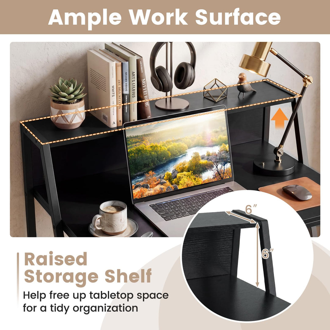 Giantex 31.5" Small Computer Desk with Raised Storage Shelf &amp; Heavy-Duty Metal Frame