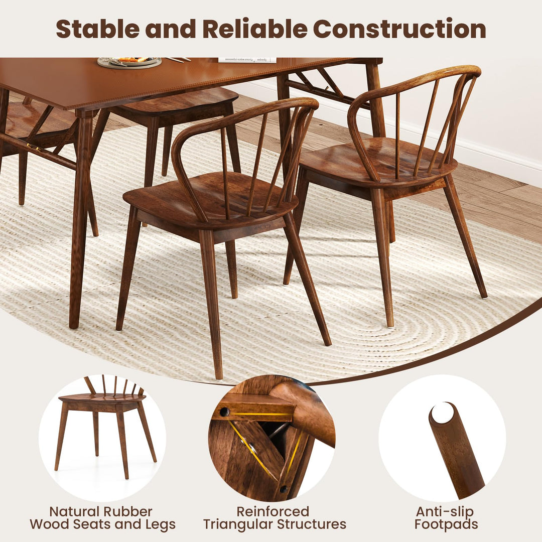 Giantex Wooden Dining Chairs Set of 2/4, Windsor Kitchen Chairs w/High Spindle Back & Rubber Wood Legs