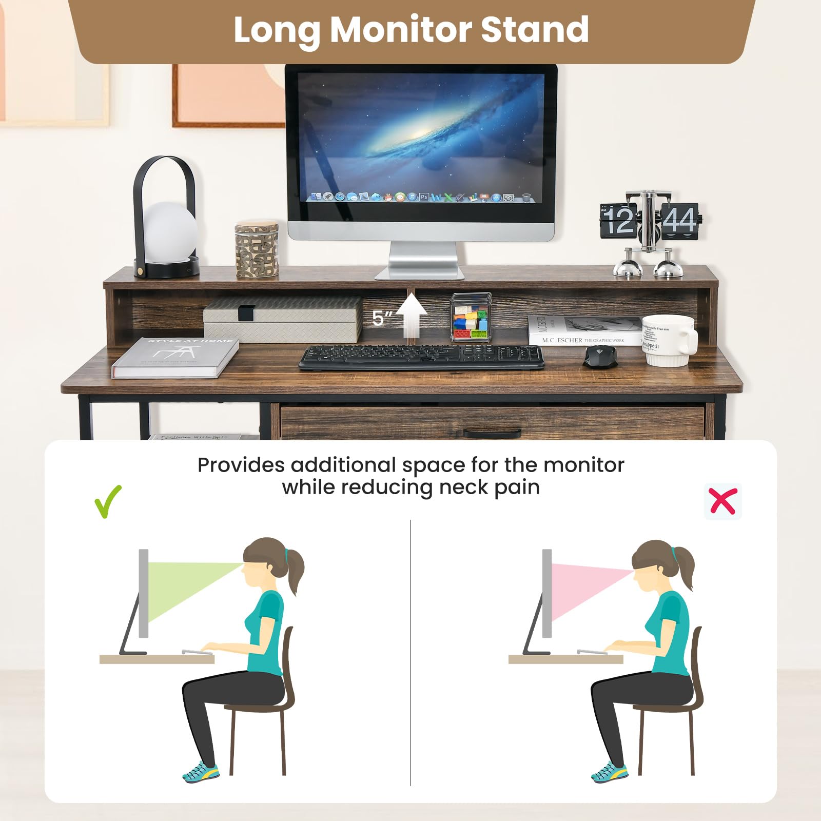 Giantex Computer Desk with Monitor Shelf