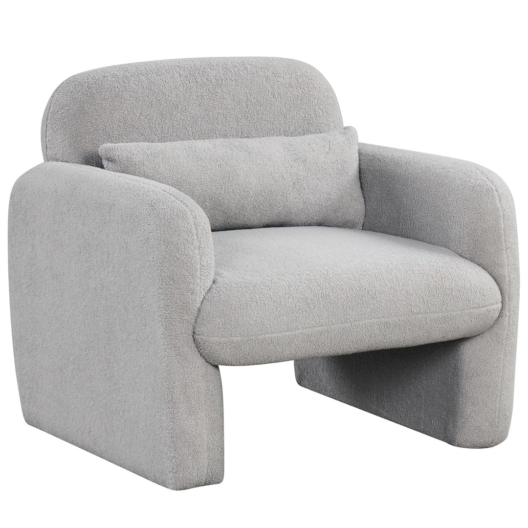 Giantex Modern Accent Chair for Living Room, Sherpa Fabric Upholstered Armchair w/Waist Pillow, Comfy Reading Chair w/Armrests