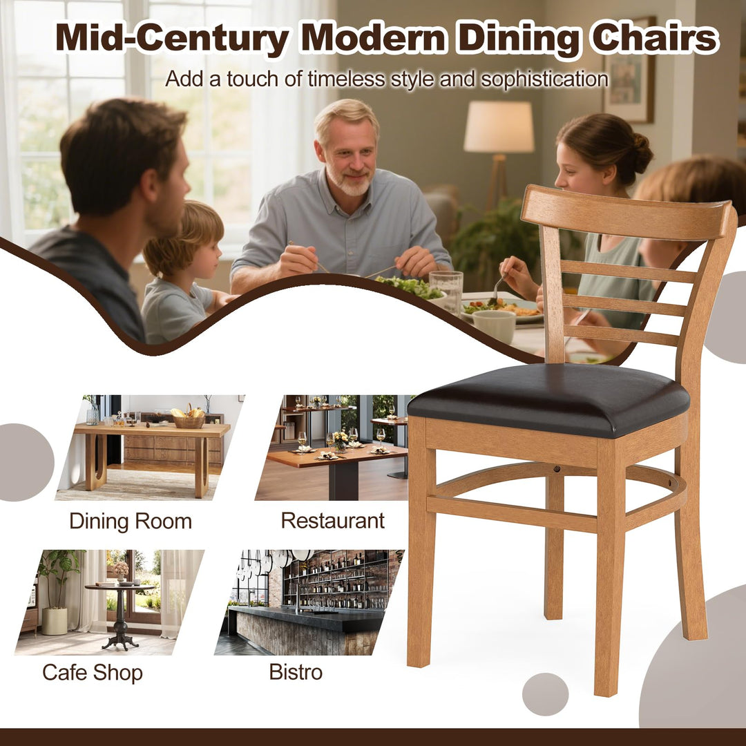 Giantex Wooden Dining Chairs Set PU Leather Upholstered Kitchen Chair w/Rubber Wood Legs