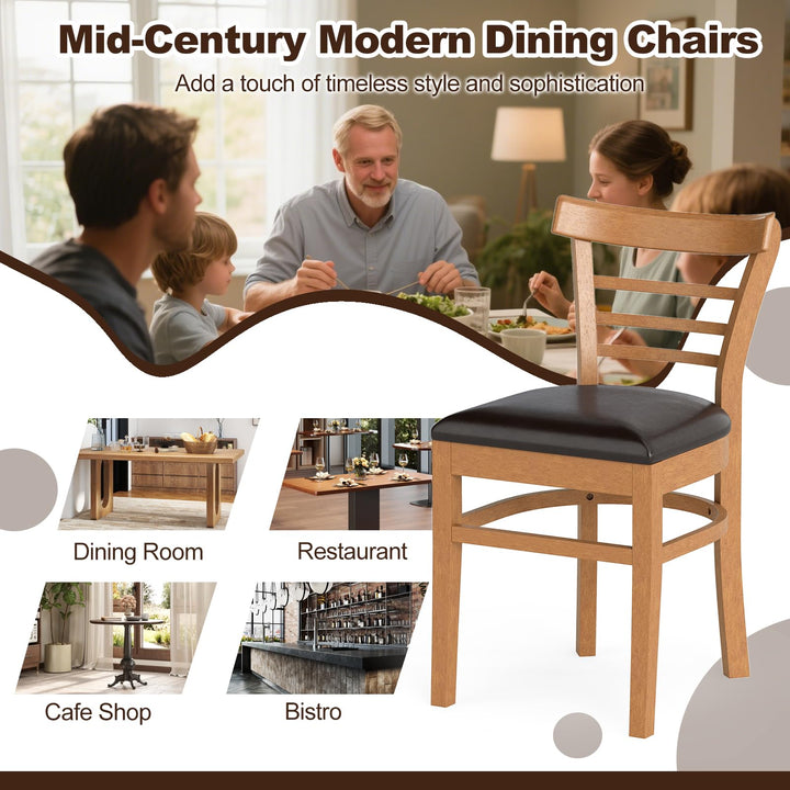 Giantex Wooden Dining Chairs Set PU Leather Upholstered Kitchen Chair w/Rubber Wood Legs
