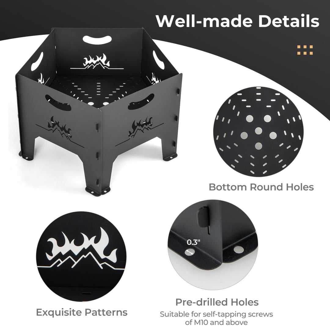 Giantex Portable Fire Pit for Outside - 19" Collapsible Wood Burning Fire Pit