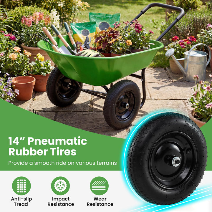 Giantex Dual-Wheel Garden Cart for Outdoor Yard Lawn Gardening Construction Use