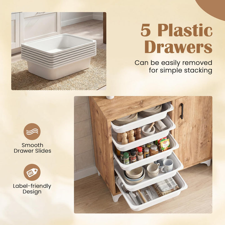Giantex Buffet Cabinet Sideboard with Plastic Storage Drawer