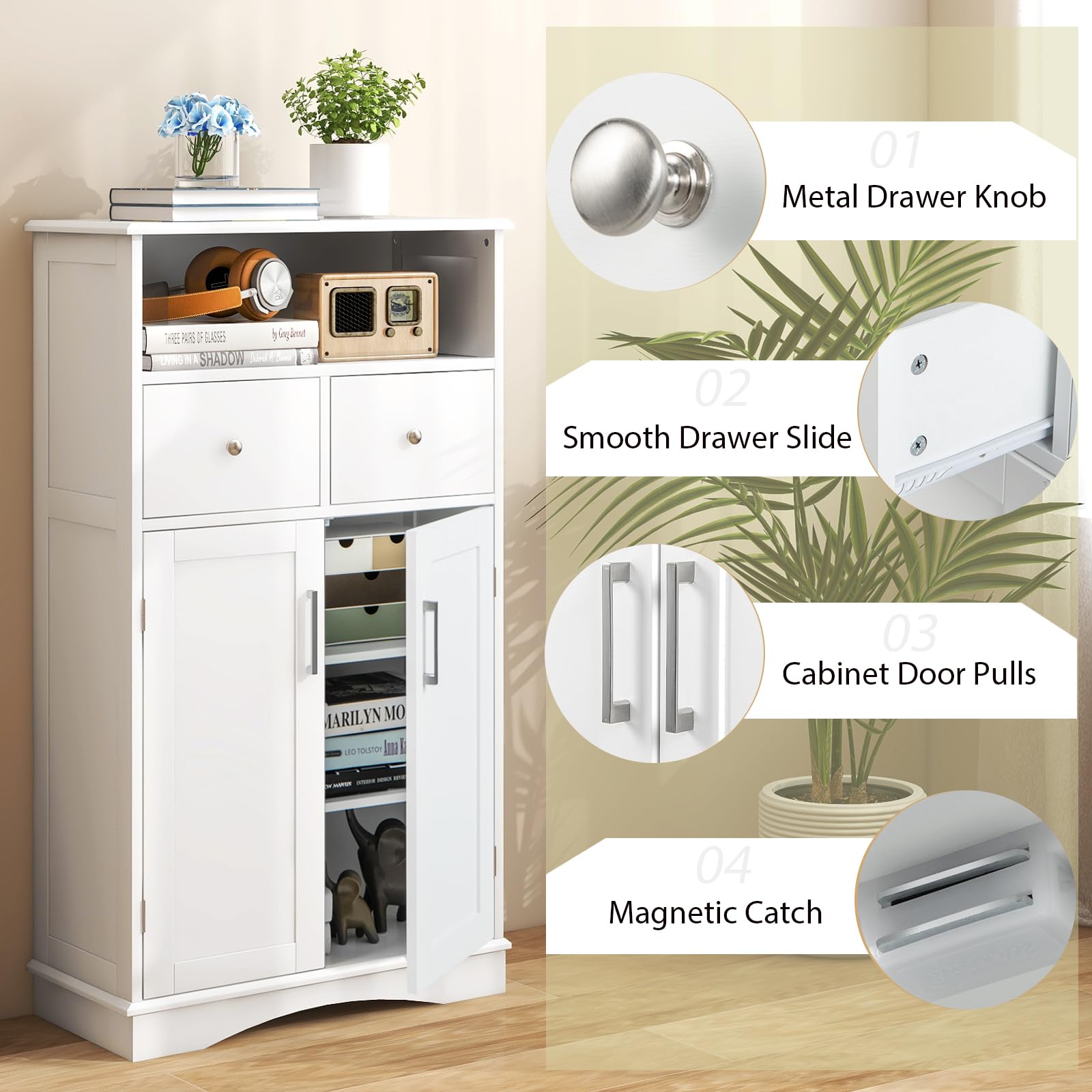 Giantex Bathroom Floor Storage Cabinet