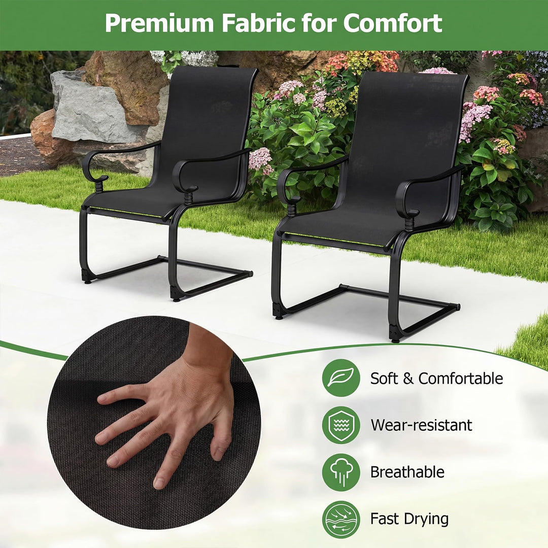 Giantex Patio Dining Chairs Set of 2/4 | High Back Outdoor Patio Chairs with Metal C Spring Frame