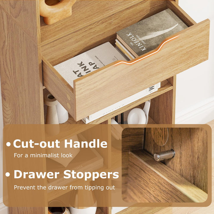 Giantex Bookcase with Drawer 71" Tall Freestanding Storage Organizer(8-Tier)