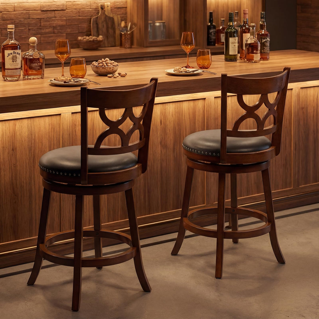 Giantex Swivel Bar Stools Set of 2/4 with Upholstered Seat