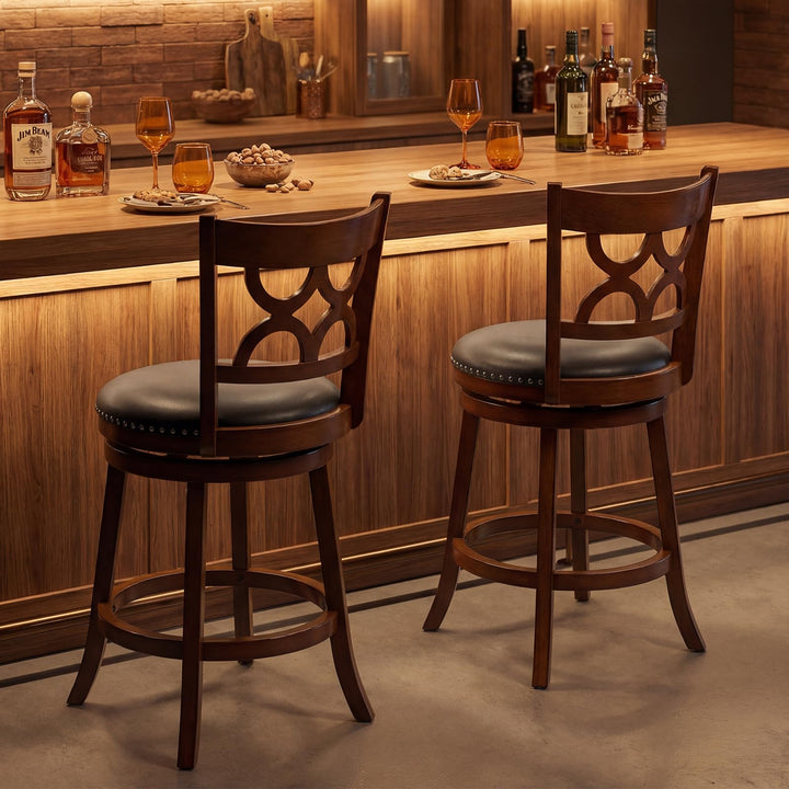 Giantex Swivel Bar Stools Set of 2/4 with Upholstered Seat