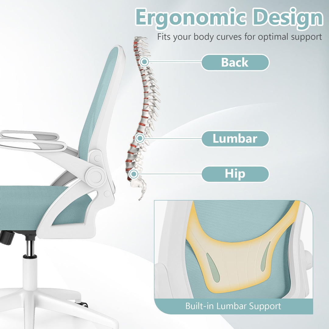 Giantex Ergonomic Desk Chair with Flip-up Arms & Lumbar Support
