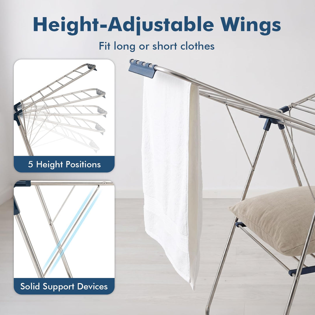GIANTEX 60" L 2-Tier Foldable Clothes Drying Rack with Sock Clips