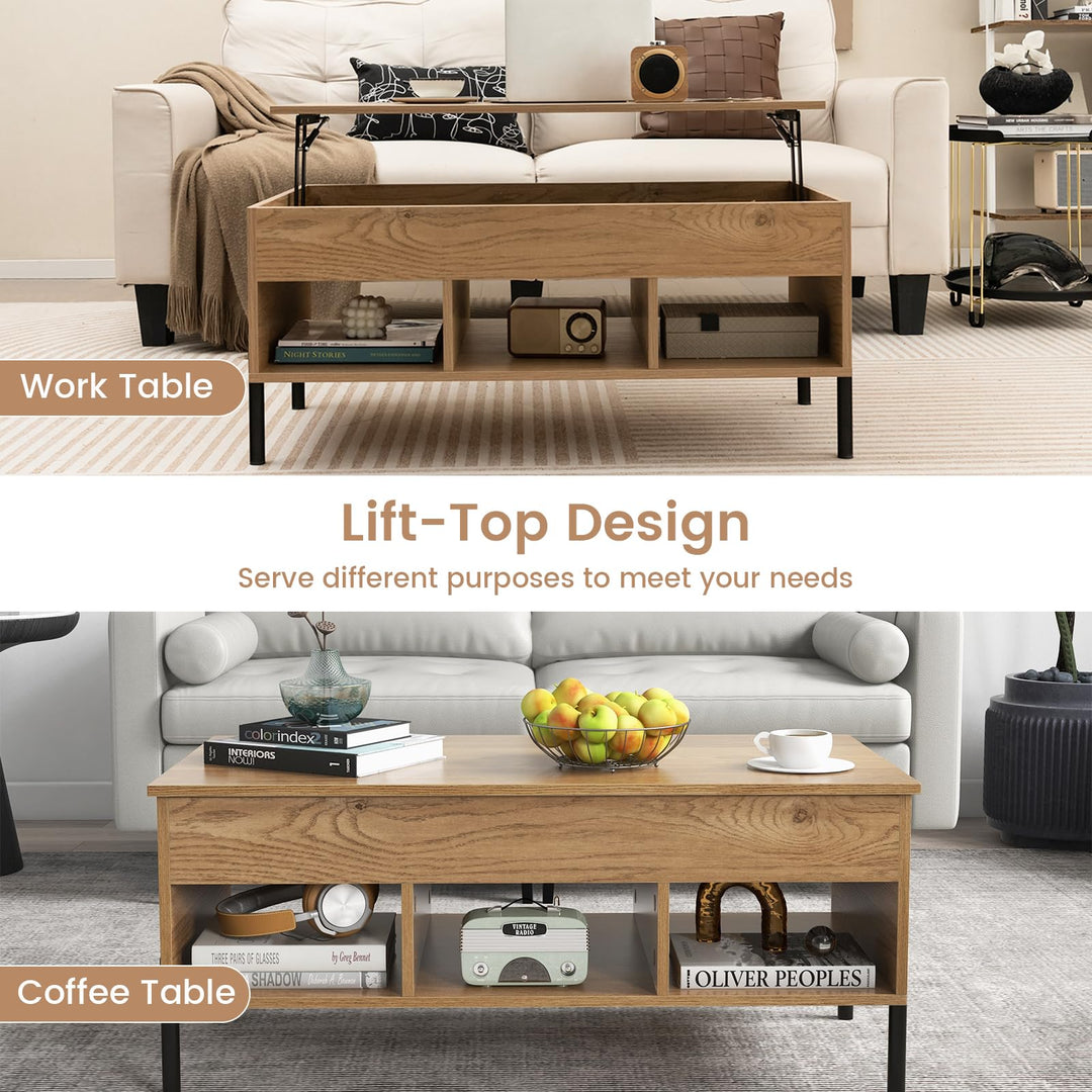Giantex Lift Top Coffee Table - Living Room Center Table with Lifting Tabletop, Natural