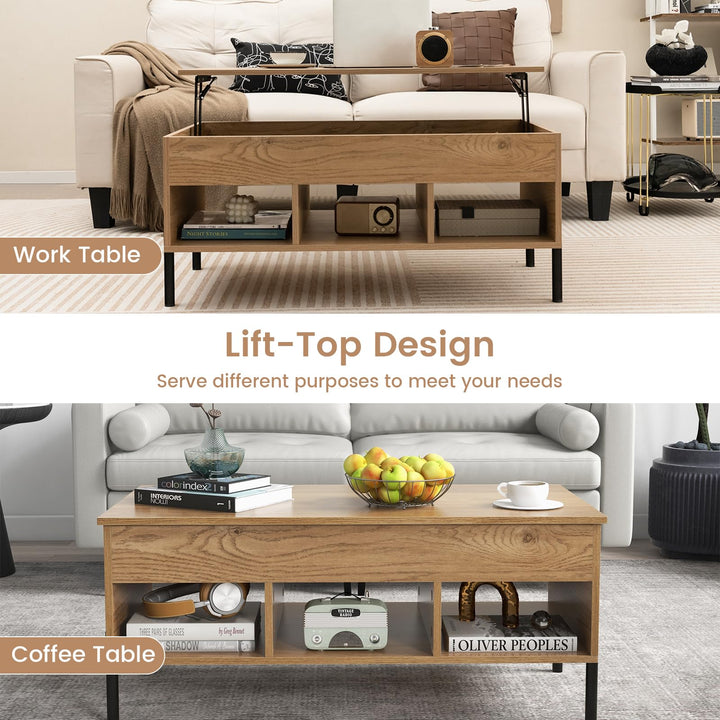 Giantex Lift Top Coffee Table - Living Room Center Table with Lifting Tabletop, Natural