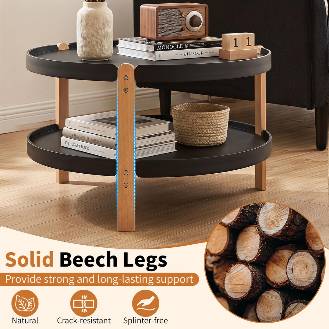 GIANTEX 2-Tier Small Coffee Table | 23.5" Center Table with Storage