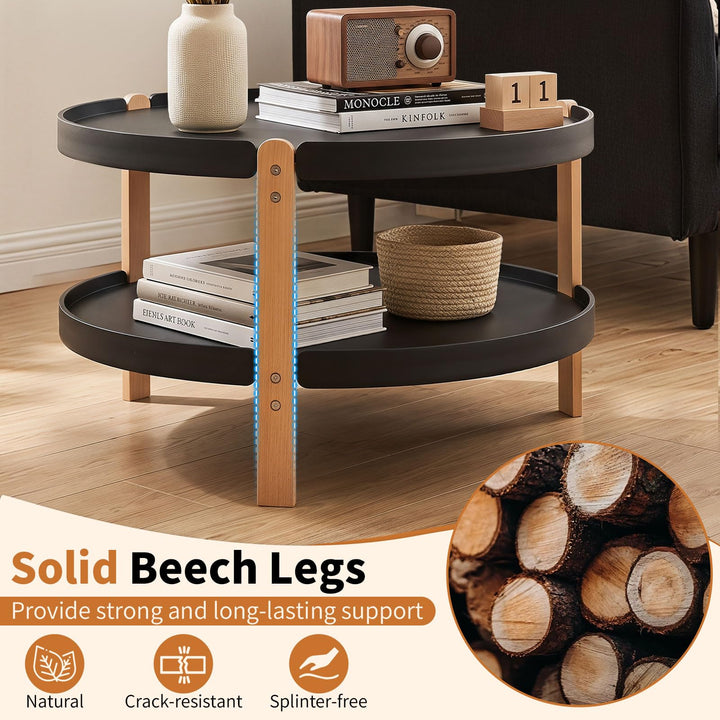 GIANTEX 2-Tier Small Coffee Table | 23.5" Center Table with Storage
