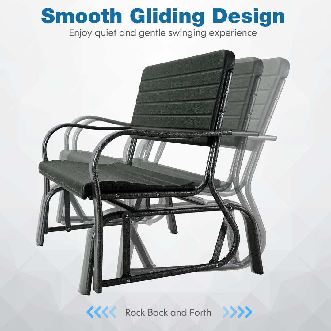 Swing Glider Chair Patio Steel Porch Chair Loveseat Bench for 2 Person