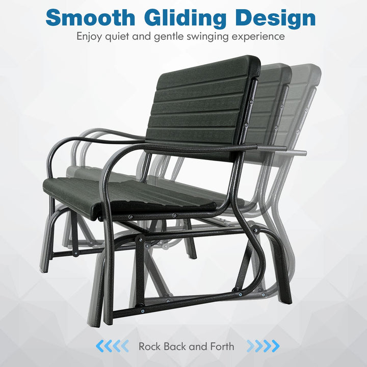 Swing Glider Chair Patio Steel Porch Chair Loveseat Bench for 2 Person