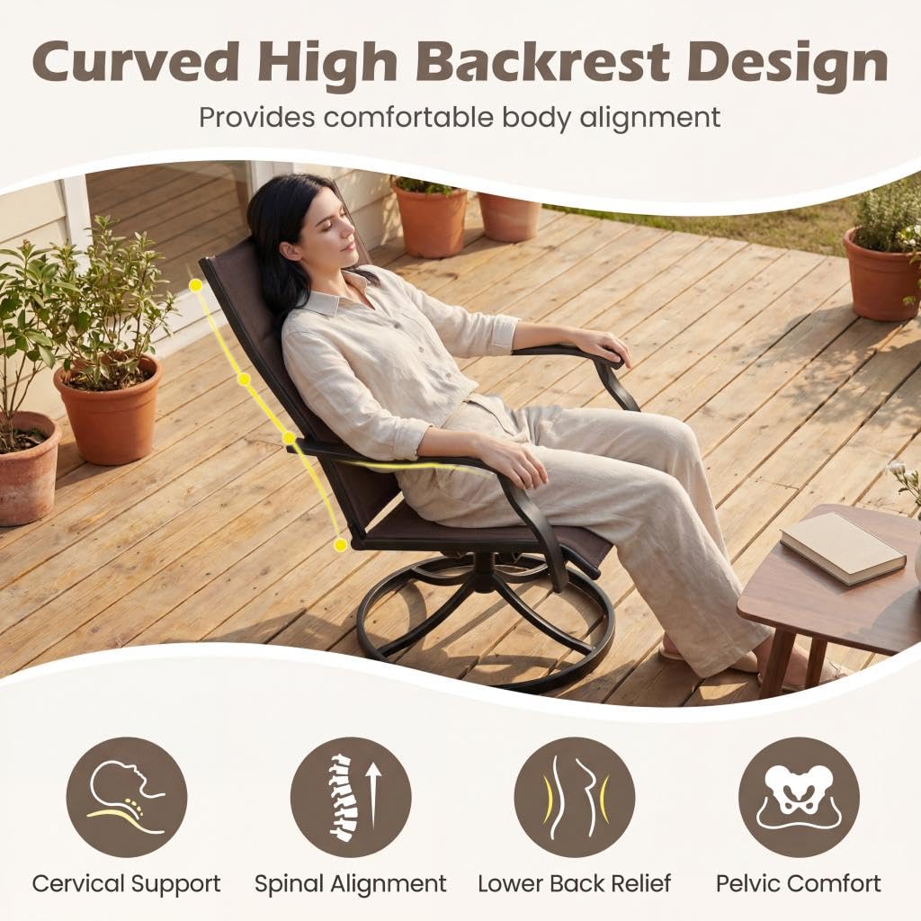 Giantex Outdoor Dining Chairs w/Padded Seat &amp; High Back