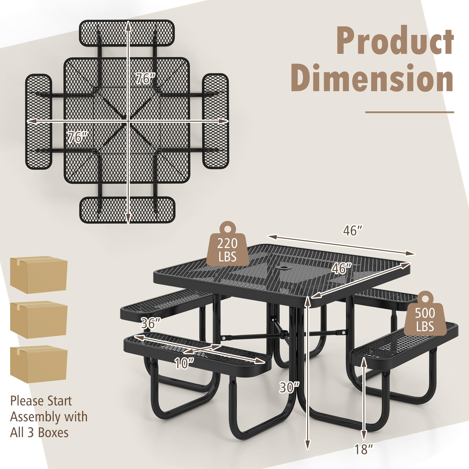 Giantex Picnic Table Set for 8 Persons, Heavy Duty Outdoor Table and Bench Set w/Umbrella Hole