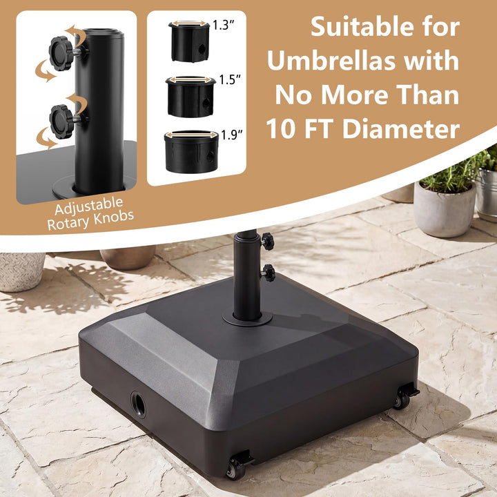 Giantex 150 lbs Fillable Patio Umbrella Base with Wheels Fits 1.3"-1.9" Poles
