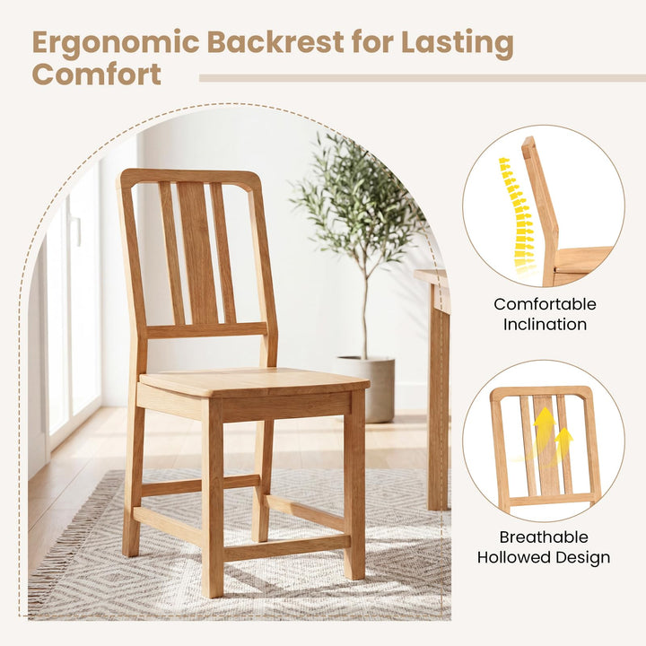 Giantex Rubber Wood Kitchen Chairs with Hollowed Backrest