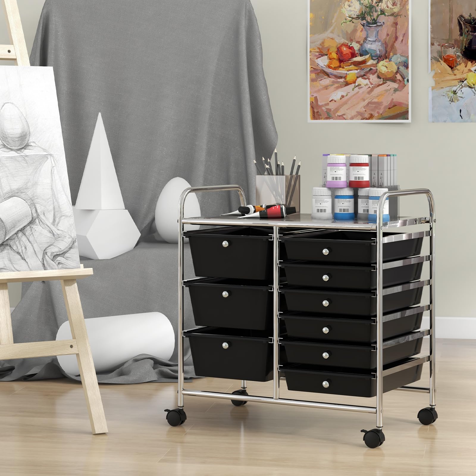 Giantex 9 Drawers Rolling Cart, Classroom Organizers, Storage Cart with Wheels