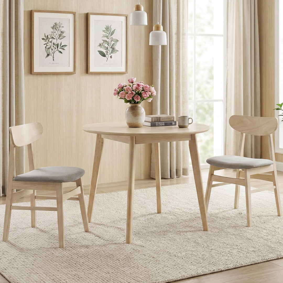 Giantex Wooden Dining Chairs Set of 2/4 Upholstered Kitchen Chairs with Rubber Wood Legs