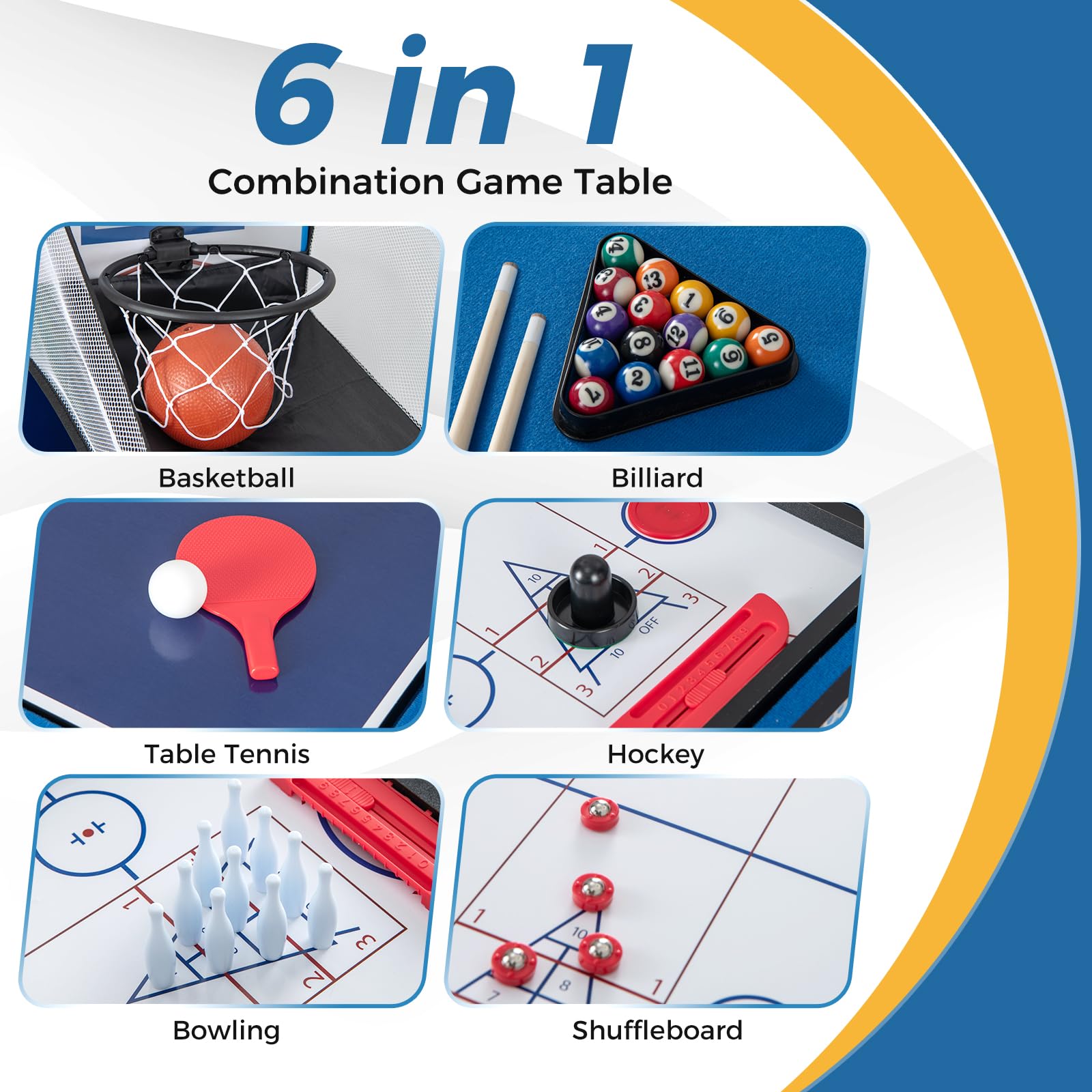 Giantex 6 in 1 Multi Game Table