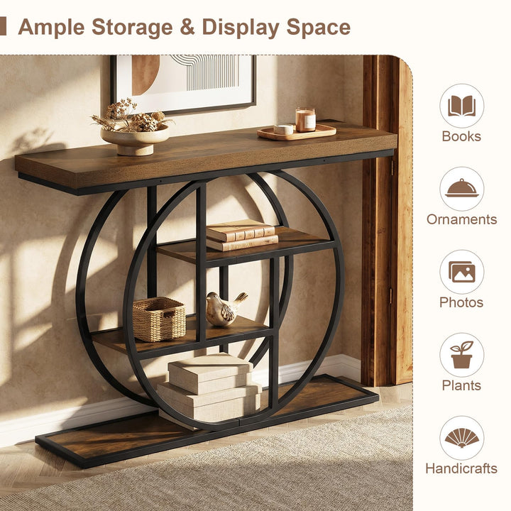 Giantex 41" Industrial Console Table | 4-Tier Narrow Entryway Table with Storage Shelves