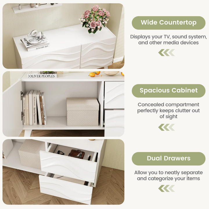 Giantex White TV Stand with Storage and Drawers