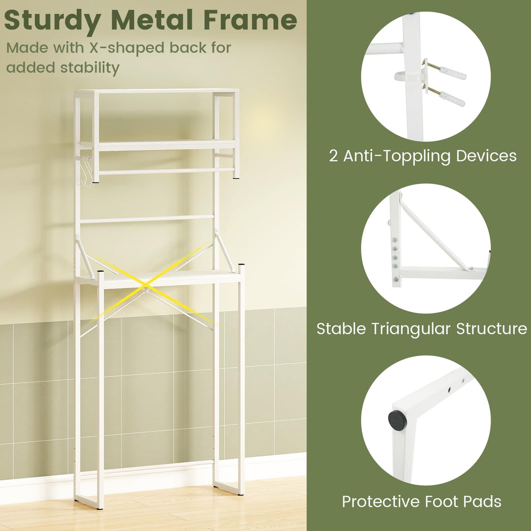 Giantex 3-Tier Over The Toilet Storage 64" Tall Freestanding Space Saver Bathroom Shelves