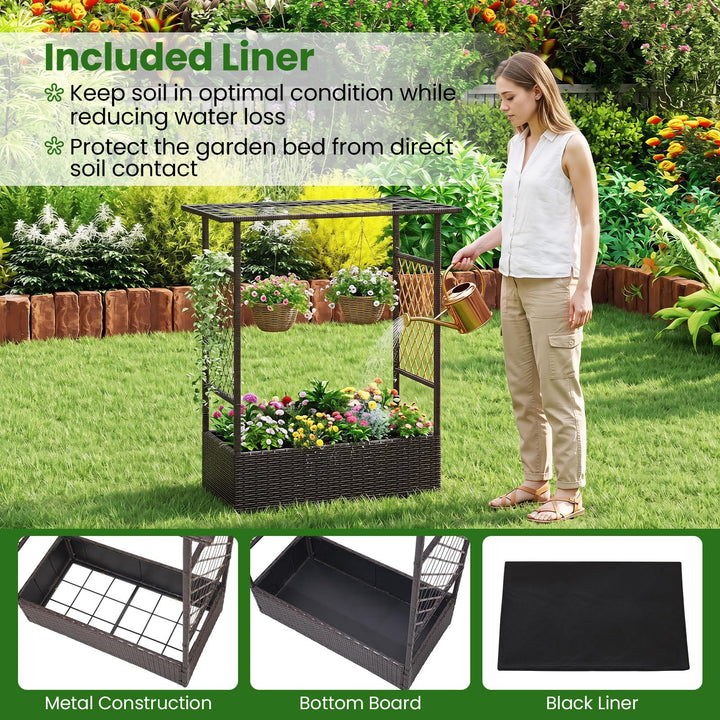 Giantex Raised Garden Bed with Trellis &amp; Hanging Roof