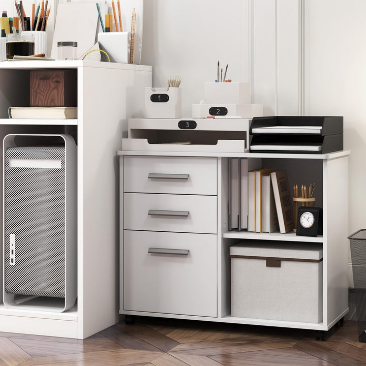 3-Drawer File Cabinet | Mobile Lateral Filing Cabinet with Wheels