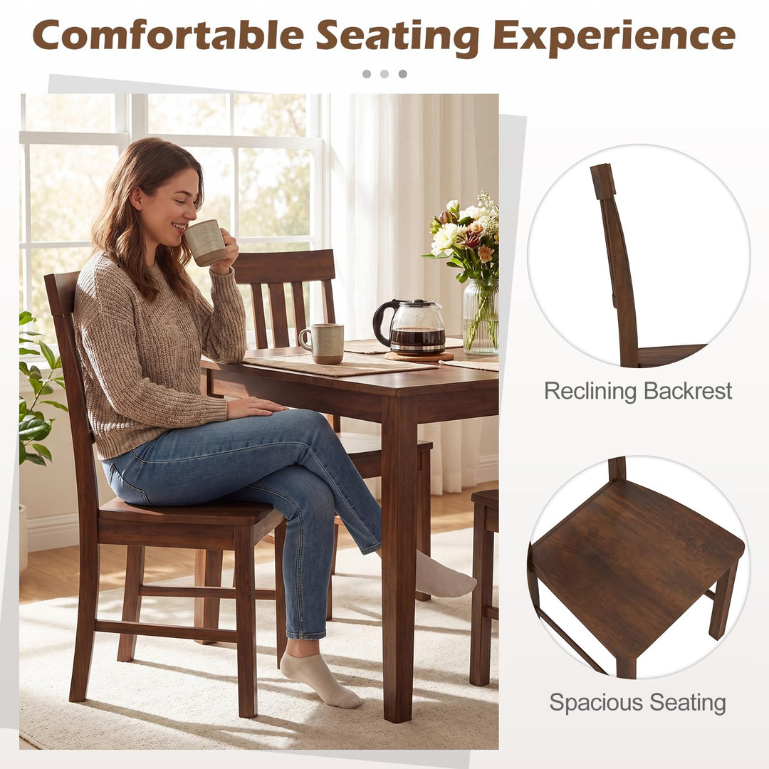 Giantex Wooden Dining Chairs Set of 2/4 with Slat Back &amp; Contoured Seat