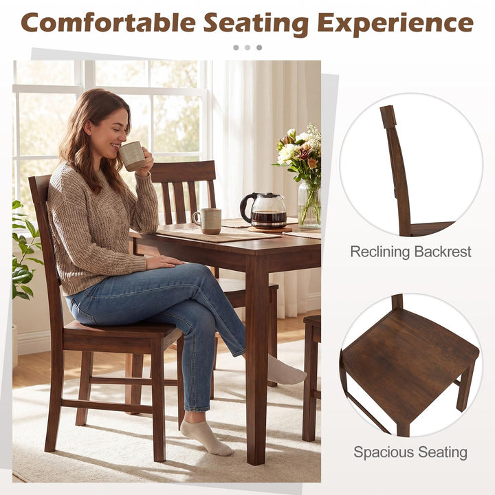 Giantex Wooden Dining Chairs Set of 2/4 with Slat Back &amp; Contoured Seat