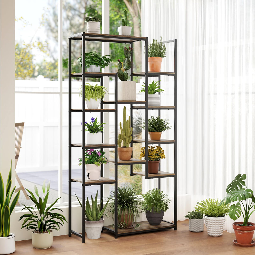 Giantex 71" Geometric Bookshelf | Vintage Tall Bookcase w/ 12 Open Shelves